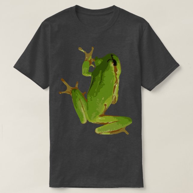 Cute Climbing Green Tree Frog Vector Art T-Shirt (Design Front)