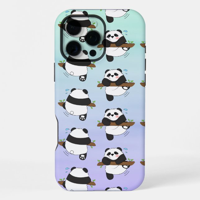 Cute Climbing Panda Double Side Front Back iPhone Case (Back)