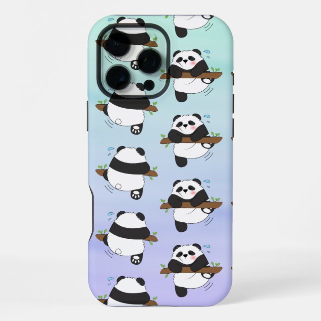 Cute Climbing Panda Double Side Front Back iPhone Case (Back)