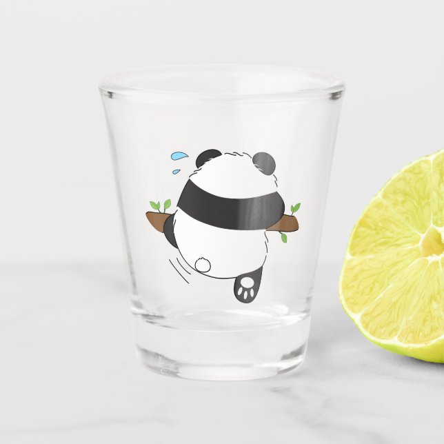 Cute Climbing Panda Double Side Front Back Shot Glass (Front)