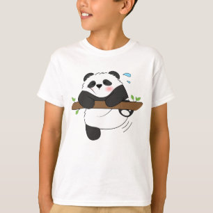 Cute Climbing Panda Double Side Front Back T-Shirt