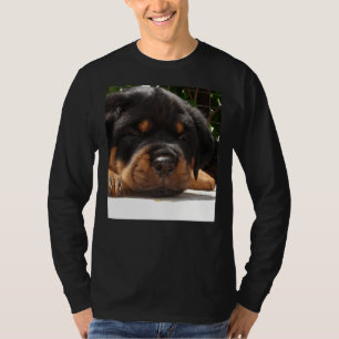 Cute Close Up Of A Sleepy Rottweiler Puppy T-Shirt