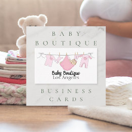 Cute Clothesline Baby Boutique Business Card