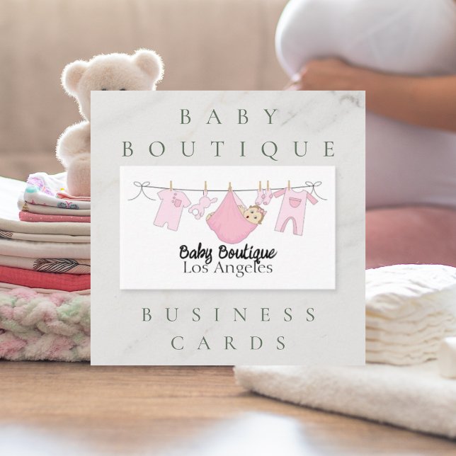Cute Clothesline Baby Boutique Business Card (Creator Uploaded)