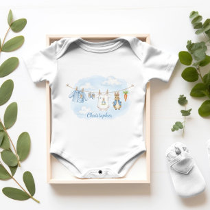 Cute Clothesline Peter the Rabbit Baby Bodysuit