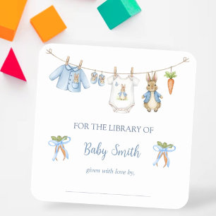Cute Clothesline Peter the Rabbit Book Plate Square Sticker