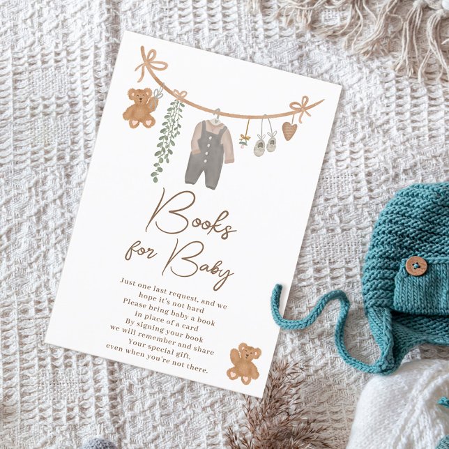 Cute clothing line baby shower bring a book enclosure card (Creator Uploaded)