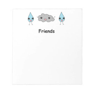 Cute Cloud and Raindrop Friends Notepad