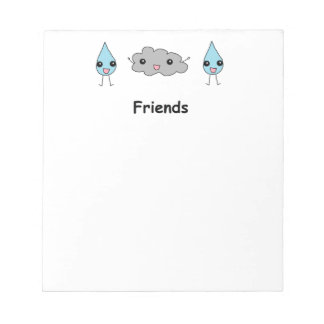 Cute Cloud and Raindrop Friends Notepad