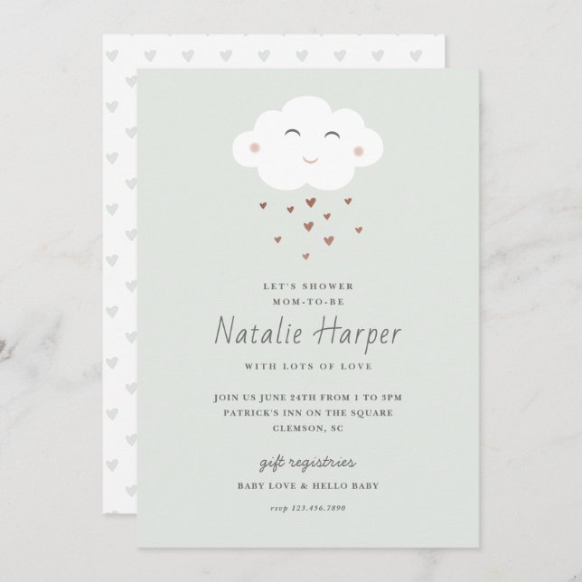 Cute Cloud Baby Shower Invitation (Front/Back)