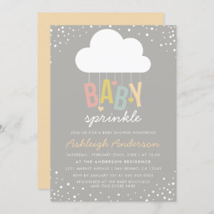Cute Cloud & Confetti Baby Sprinkle Invitation