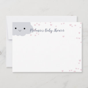 Cute Cloud Hearts Baby Shower Custom Stationery Invitation