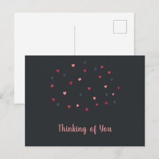 Cute Cloud of Colourful Hearts on Dark Postcard