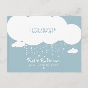 Cute Cloud Rain Hearts Baby Shower Invitation Postcard