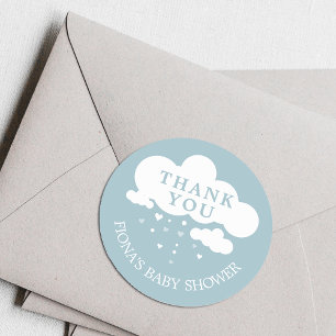 Cute Cloud Rain Hearts Baby Shower Thank You Classic Round Sticker