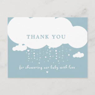 Cute Cloud Rain Hearts Baby Shower Thank You Postcard