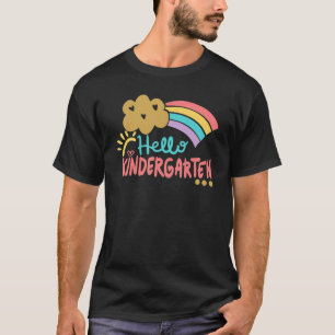 Cute Cloud Rainbow Hello Kindergarten Teacher Back T-Shirt