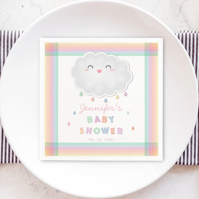 Cute Cloud Raindrops Gender Neutral Baby Shower Napkin (Creator Uploaded)