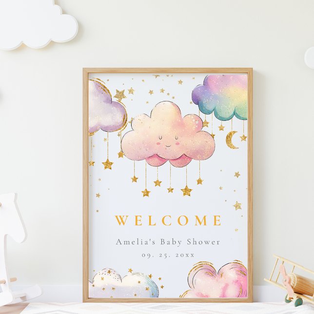 Cute Cloud Star Baby Shower Welcome Poster (Creator Uploaded)