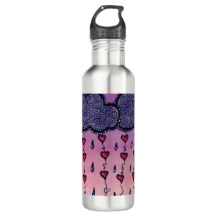 Cute clouds and hearts art 710 ml water bottle