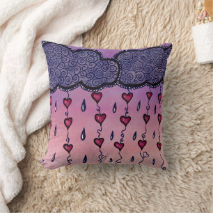 Cute clouds and hearts art cushion