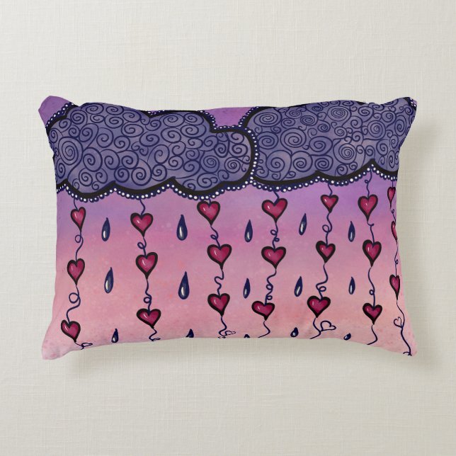 Cute clouds and hearts art decorative cushion (Front)
