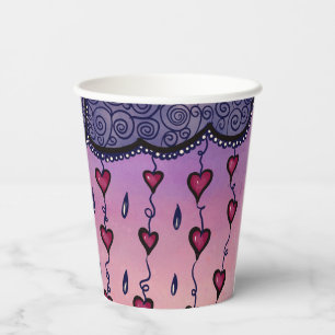 Cute clouds and hearts art paper cups