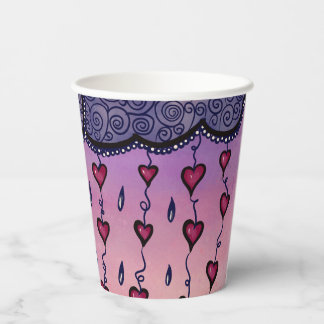 Cute clouds and hearts art paper cups