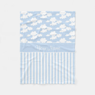 Cute Clouds and Stripes Fleece Blanket