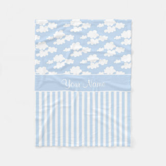 Cute Clouds and Stripes Fleece Blanket
