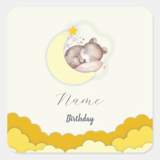 Cute Clouds Birthday Party Decorations Square Sticker