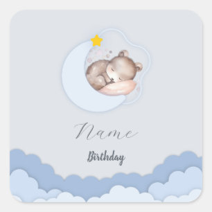 Cute Clouds Birthday Party Decorations Square Sticker