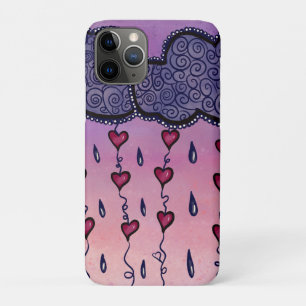 Cute clouds, hearts and raindrops Case-Mate iPhone case
