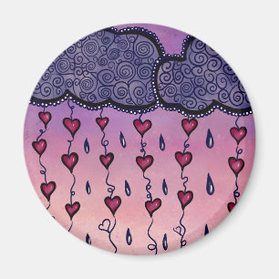 Cute clouds, hearts and raindrops magnet