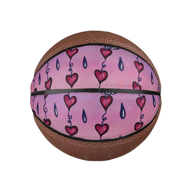 Cute clouds, hearts and raindrops mini basketball (Front)