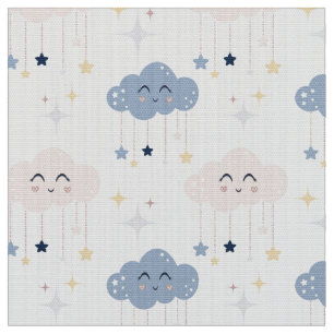 Cute Clouds White Fabric By The Yard Fat Quarter