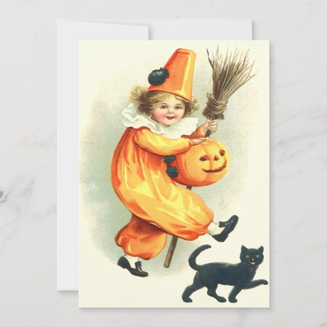 Cute Clown Black Cat Jack O Lantern (Front)