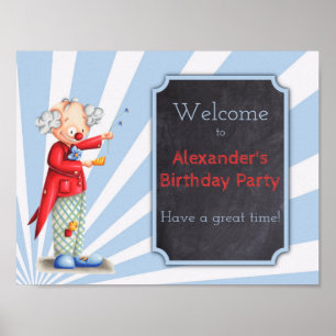 Cute Clown Circus Birthday Party poster