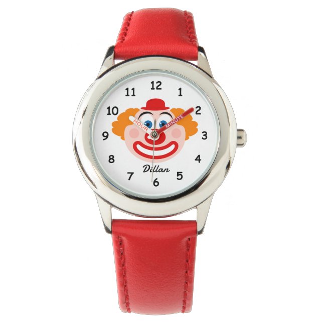 Cute clown face kid's watch withc custom name (Front)