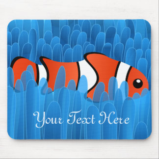 Cute Clown Fish and Beautiful Blue Sea Anemone Mouse Pad