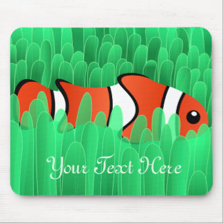 Cute Clown Fish and Beautiful Green Sea Anemone Mouse Pad