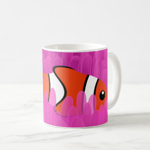 Cute Clown Fish and Beautiful Pink Sea Anemone Coffee Mug