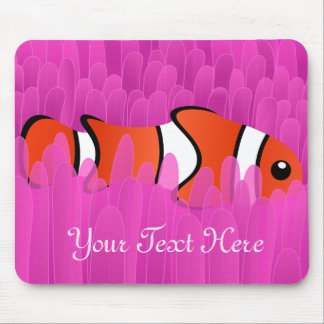 Cute Clown Fish and Beautiful Pink Sea Anemone Mouse Pad
