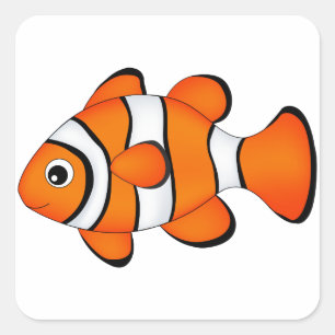 cute clown fish square sticker
