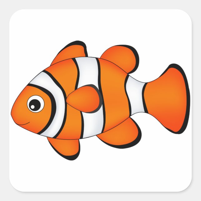 cute clown fish square sticker (Front)