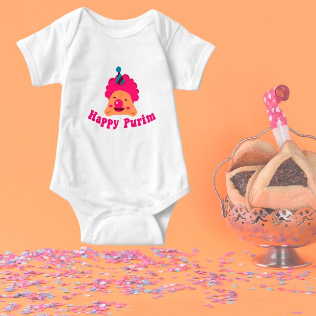 Cute Clown Happy Purim  Baby Bodysuit (Creator Uploaded)