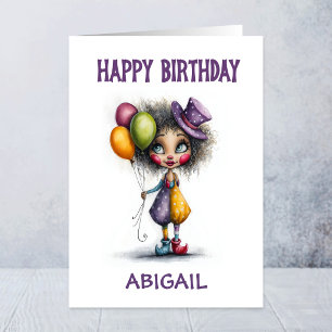 Cute Clown Holding Balloons Birthday Card