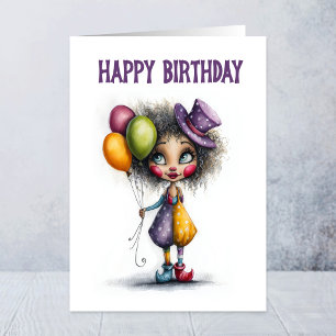 Cute Clown Holding Balloons Birthday Card