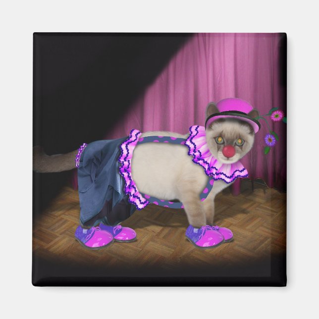 Cute Clown Kitty Magnet (Front)