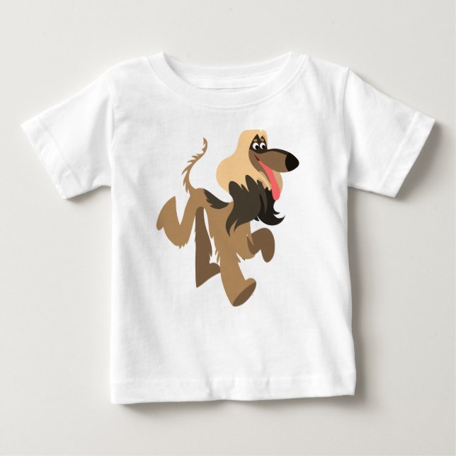 Cute Clownish Cartoon Afghan Hound Baby T-Shirt (Front)